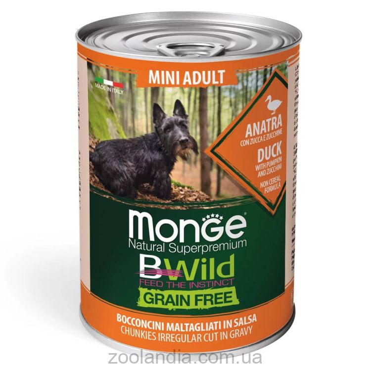 Monge (Монж) BWild Grain Free Wet Duck Mini Adult - Влажный корм для собак мелких пород, утка с тыквой и кабачками