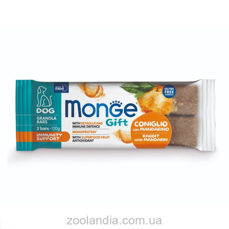 Monge (Монж) Gift Dog Immunity Support Granola Bar Rabbit - Лакомство для собак с кроликом и мандарином