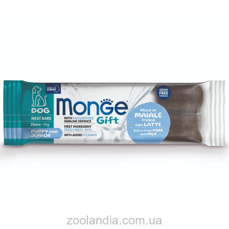 Monge (Монж) Gift Dog Puppy and Junior Meat Bar Pork - Лакомство для щенков со свининой и молоком
