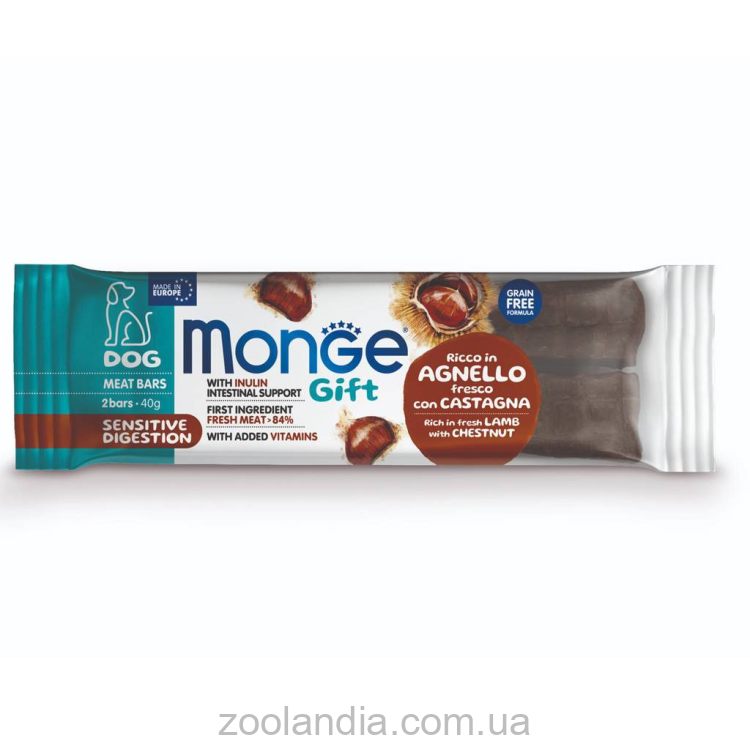 Monge (Монж) Gift Dog Sensitive digestion Meat Bar Lamb - Лакомство для собак с ягненком и каштанами