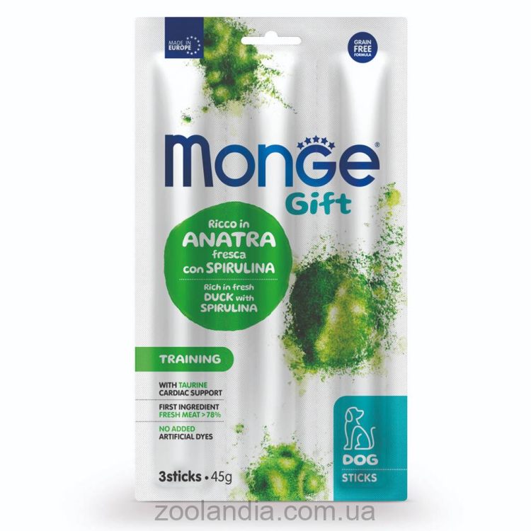 Monge (Монж) Gift Dog Training Sticks Duck - Лакомство для собак с уткой и спирулиной