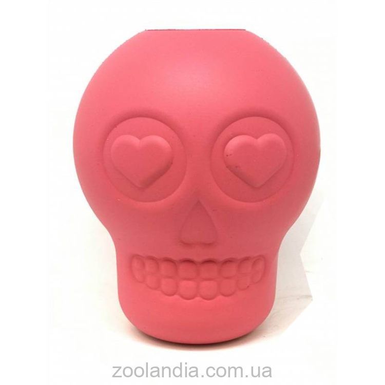 SodaPup (Сода Пап) Skull Treat Dispenser – Жевательная игрушка-диспенсер Череп для лакомств для собак, розовый