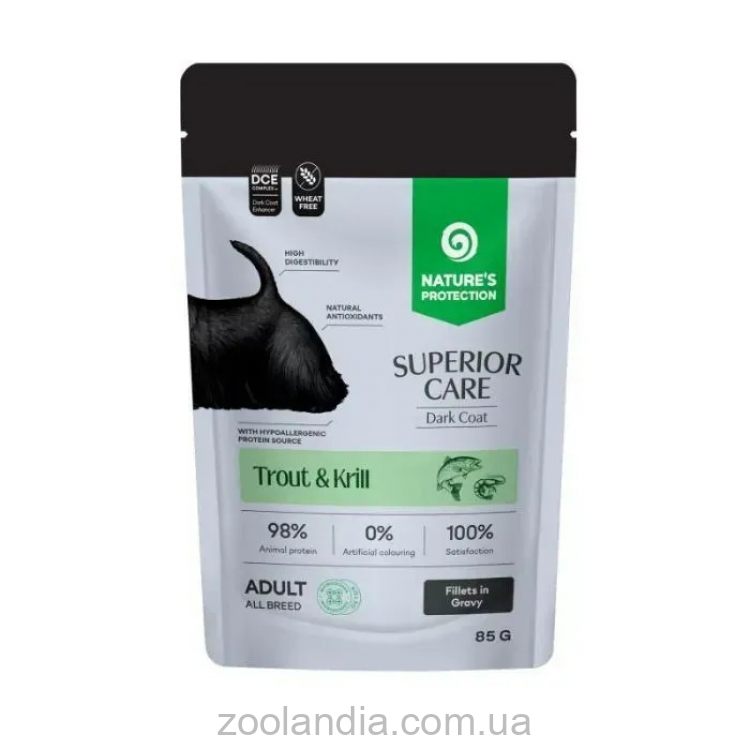 Nature's Protection (Нейчерс Протекшн) Superior Care Dark Coat Grain Free Adult Trout and Krill Влажный корм для собак с темным окрасом с форелью и крилем