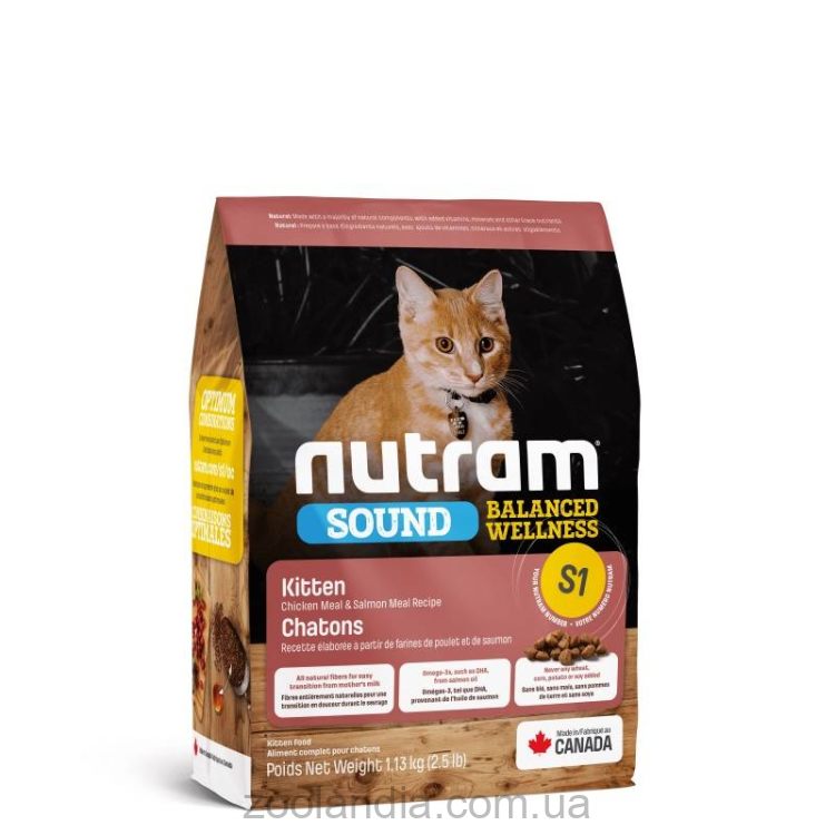 Nutram S1 Sound Balanced Wellness Kitten - Сухий корм з куркою та лососем для кошенят