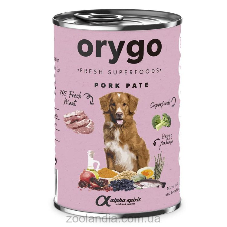Orygo (Ориго) Pork Pate - Полнорационный влажный корм со свининой и брокколи для взрослых собак всех пород