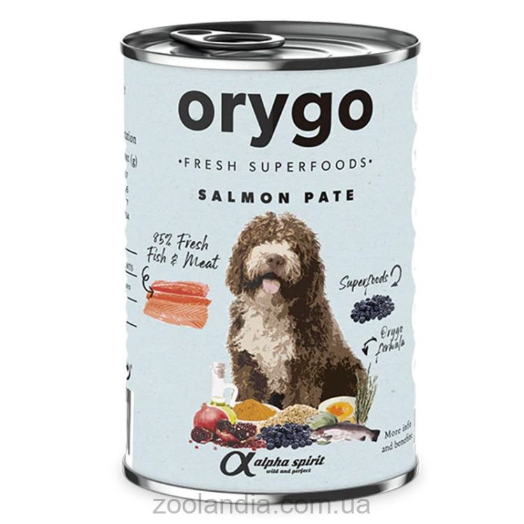 Orygo (Ориго) Salmon Pate - Полнорационный влажный корм с лососем и черникой для взрослых собак