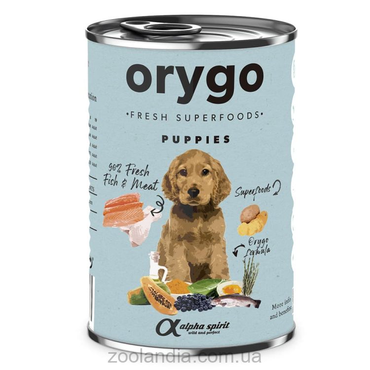 Orygo (Ориго) Puppies - Полнорационный влажный корм с лососем и бататом для щенков всех пород