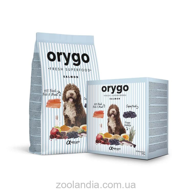 Orygo (Ориго) Salmon - Полнорационный полувлажный корм с лососем и черникой для взрослых собак
