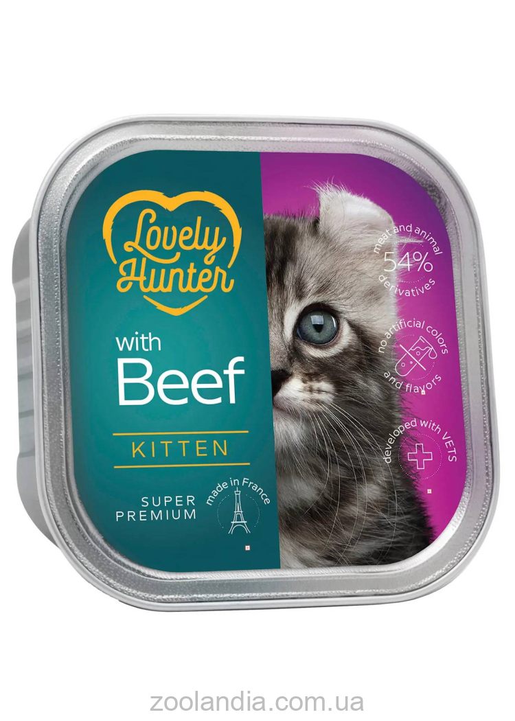 Lovely Hunter (Лавли Хантер) Kitten with Beef – Консервированный корм для котят (говядина)