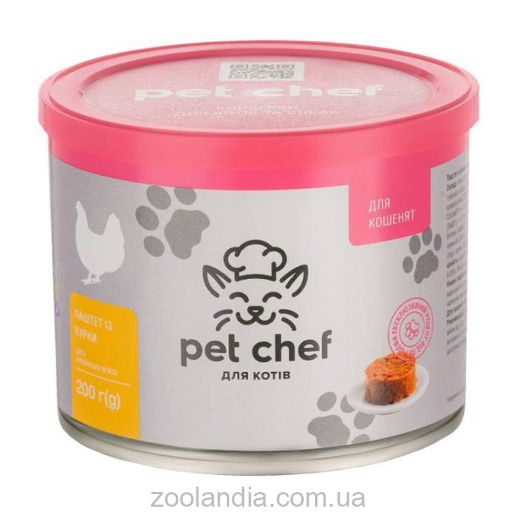 Pet Chef (Пет Шеф) Влажный корм для котят паштет (курица)