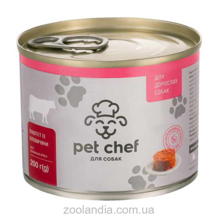 Pet Chef (Пет Шеф) Влажный корм для взрослых собак мясной паштет (говядина)