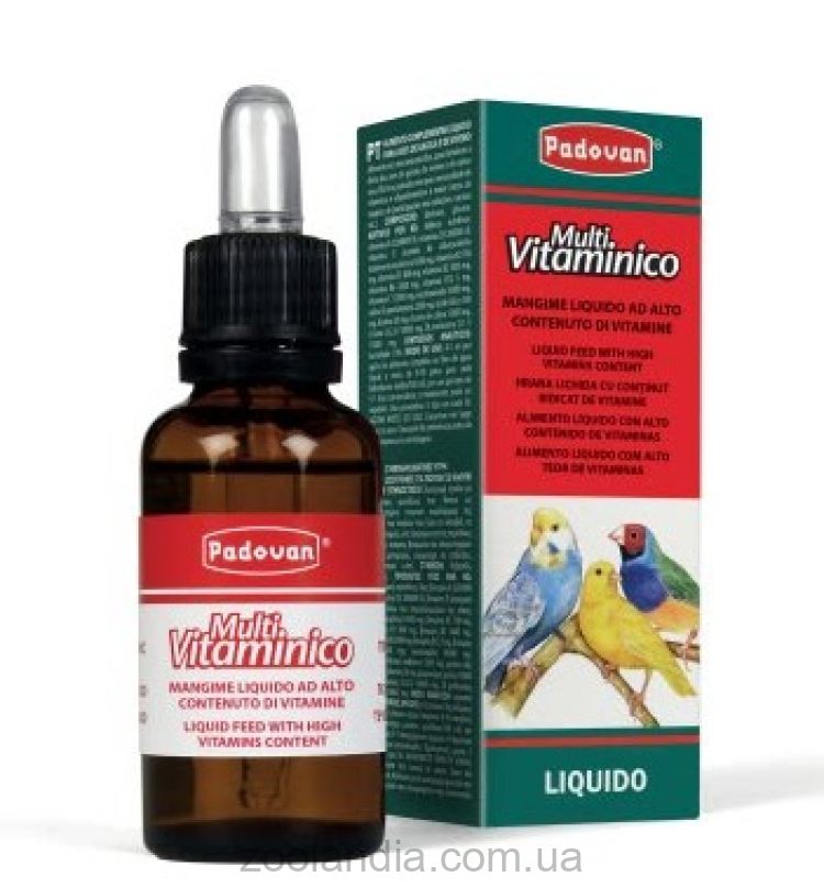Padovan (Падован) Multivitaminico- Жидкий дополнительный корм для птиц, живущих в клетке и в вольере