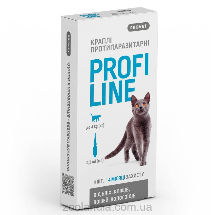 Provet (ПроВет) ProFiline Краплі від бліх та кліщів для кішок до 4 кг (інсектоакарицид)