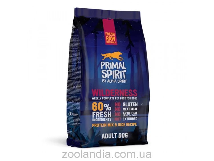 Primal Spirit Wilderness Protein Mix & Rice Сухой корм для собак (микс протеинов и рис)