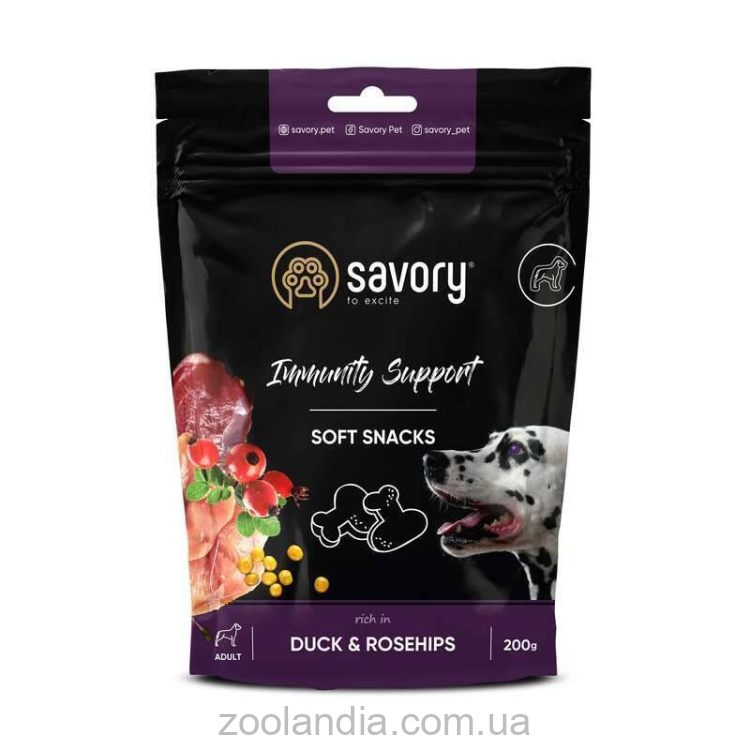 Savory (Сейвори) Soft Snacks Immunity Support Duck & Rose Hip - Мягкие лакомства с уткой и шиповником для поддержки иммунитета у собак