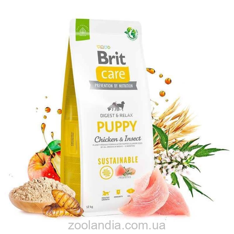 Brit Care (Брит Кеа) Dog Sustainable Puppy - Сухой корм с курицей и насекомыми для щенков