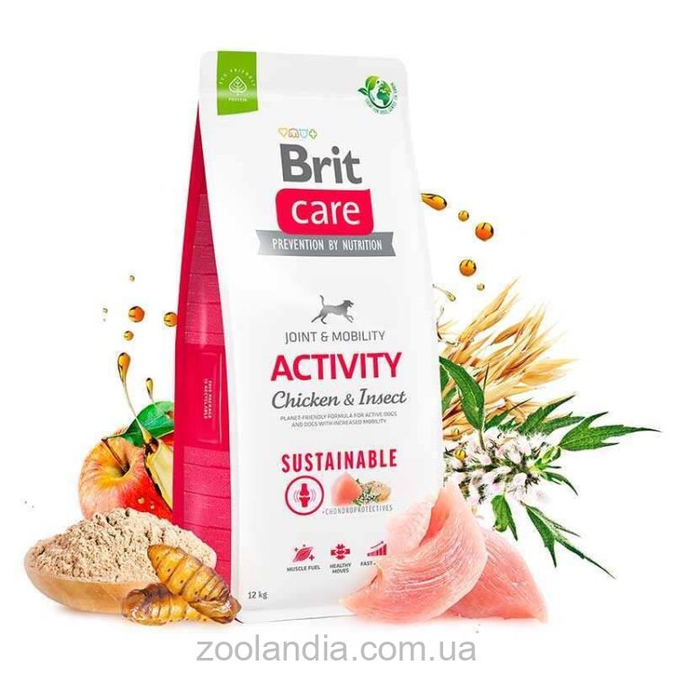 Brit Care (Брит Кеа) Dog Sustainable Activity - Сухой корм с курицей и насекомыми для собак с повышенной активностью