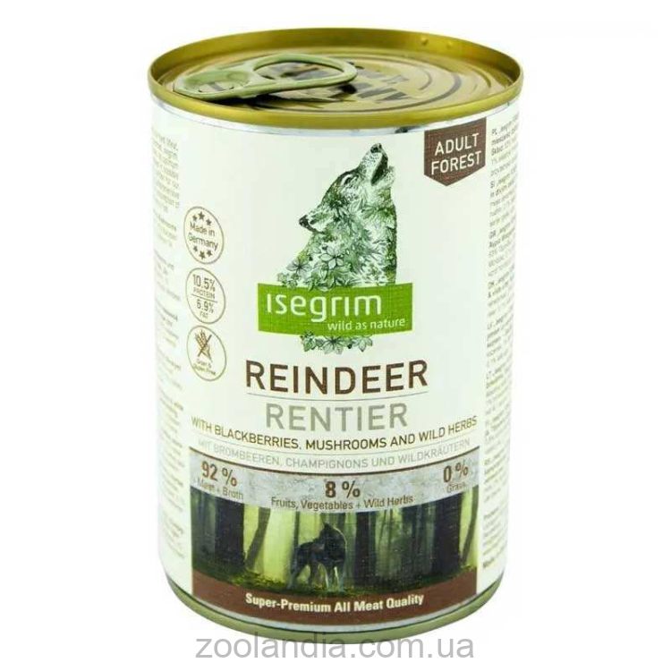 Isegrim (Ізегрім) Reindeer – Консервований корм для дорослих собак (олениной и грибами)