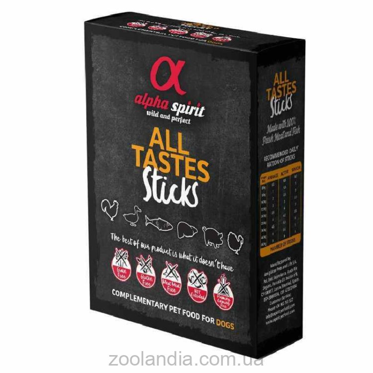 Alpha Spirit (Альфа Спирит) Sticks ALL 6 Tastes in One - Полувлажное лакомство для собак "6 в 1" в виде палочек
