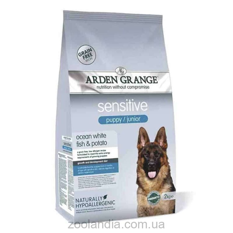 Arden Grange (Арден Грандж) Puppy/Junior Sensitive - Сухой корм с океанической белой рыбой и картофелем для щенков с чувствительным пищеварением
