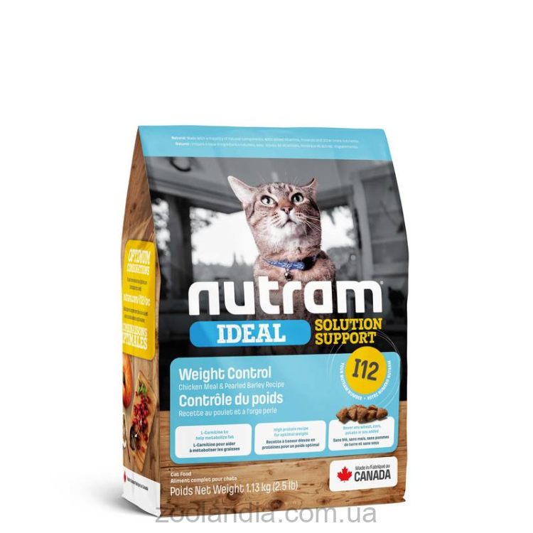 Nutram I12 Ideal Solution Support Weight Control Cat Сухий корм з куркою для котів з надмірною вагою
