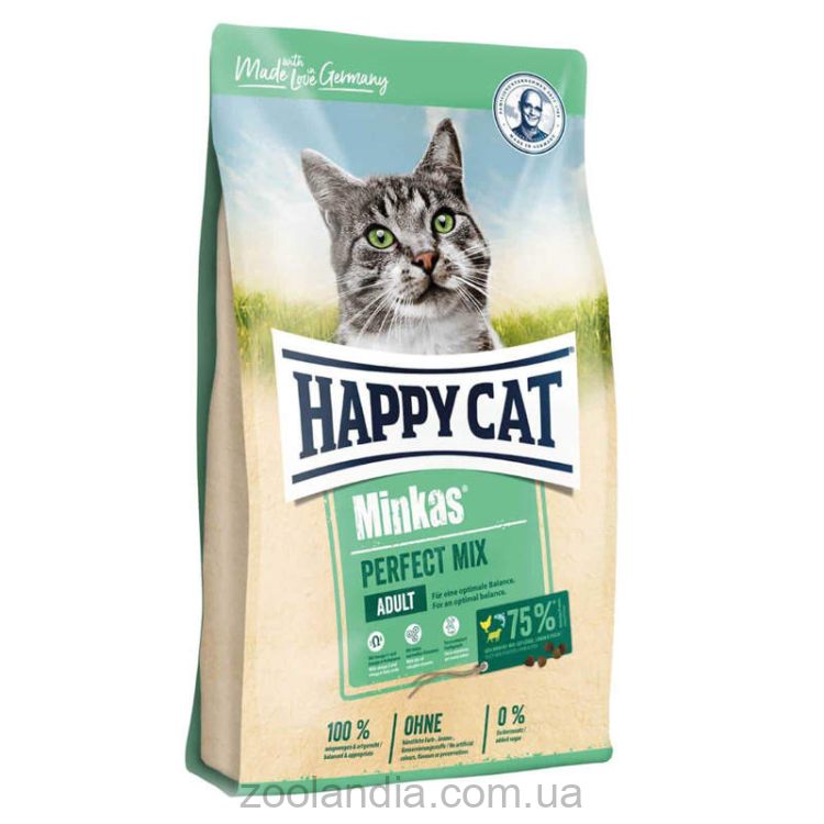 Happy Cat (Хепі Кет) Minkas Perfect Mix - корм для дорослих котів (з куркою, рибою та ягням)