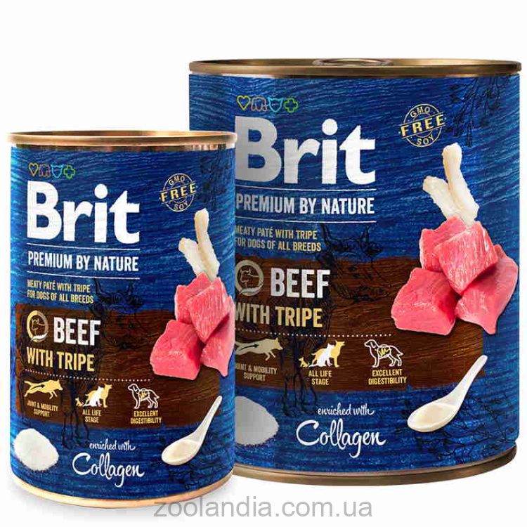 Brit Premium by Nature Beef with Tripe - консервированный корм с говядиной и требухой для собак (паштет)