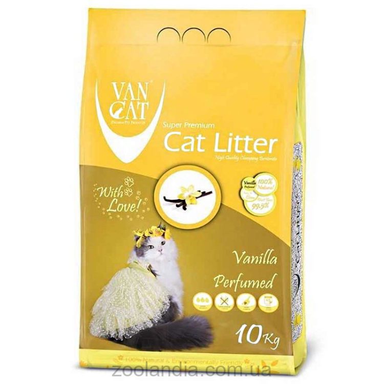 VanCat (ВанКэт) Cat Litter Vanilla - Бентонитовый наполнитель для кошачьего туалета с ароматом ванили
