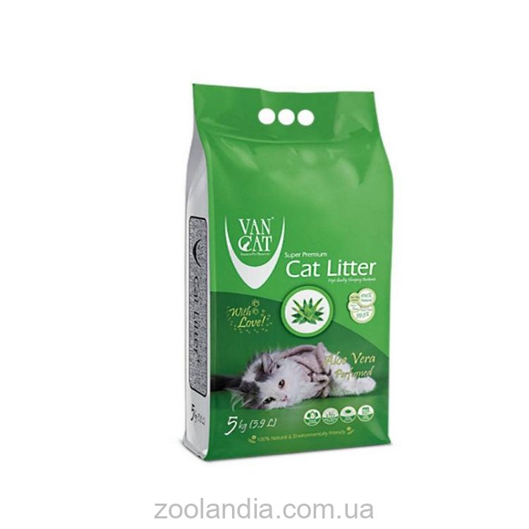 VanCat (ВанКэт) Cat Litter Aloe Vera - Бентонитовый наполнитель для кошачьего туалета с ароматом алоэ вера