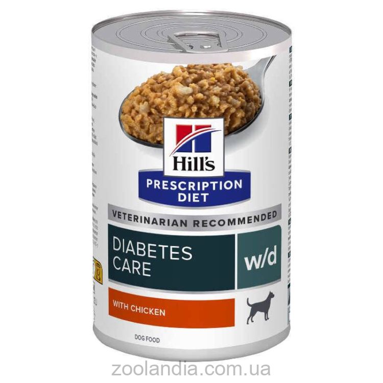 Hills Wet Prescription Diet Canine w/d Digestive/Weight/Diabetes Management - лечебный влажный корм для собак при сахарном диабете, с курицей