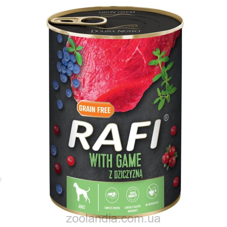 Rafi (Рафи) Dog Adult with Game - Влажный корм для собак с дичью, голубикой и клюквой