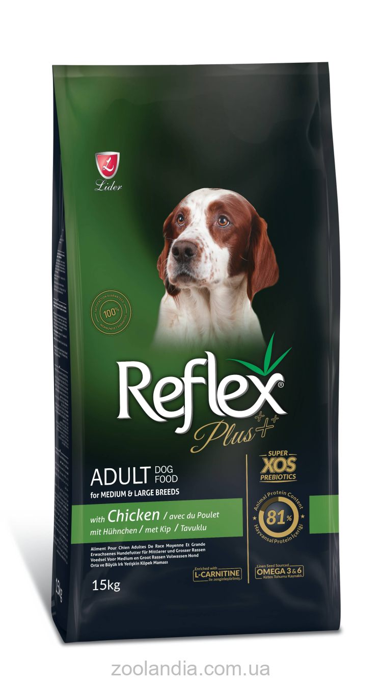 Reflex Plus (Рефлекс Плюс) Medium & Large Adult Chicken - Сухой корм для собак средних и крупных пород (курица)