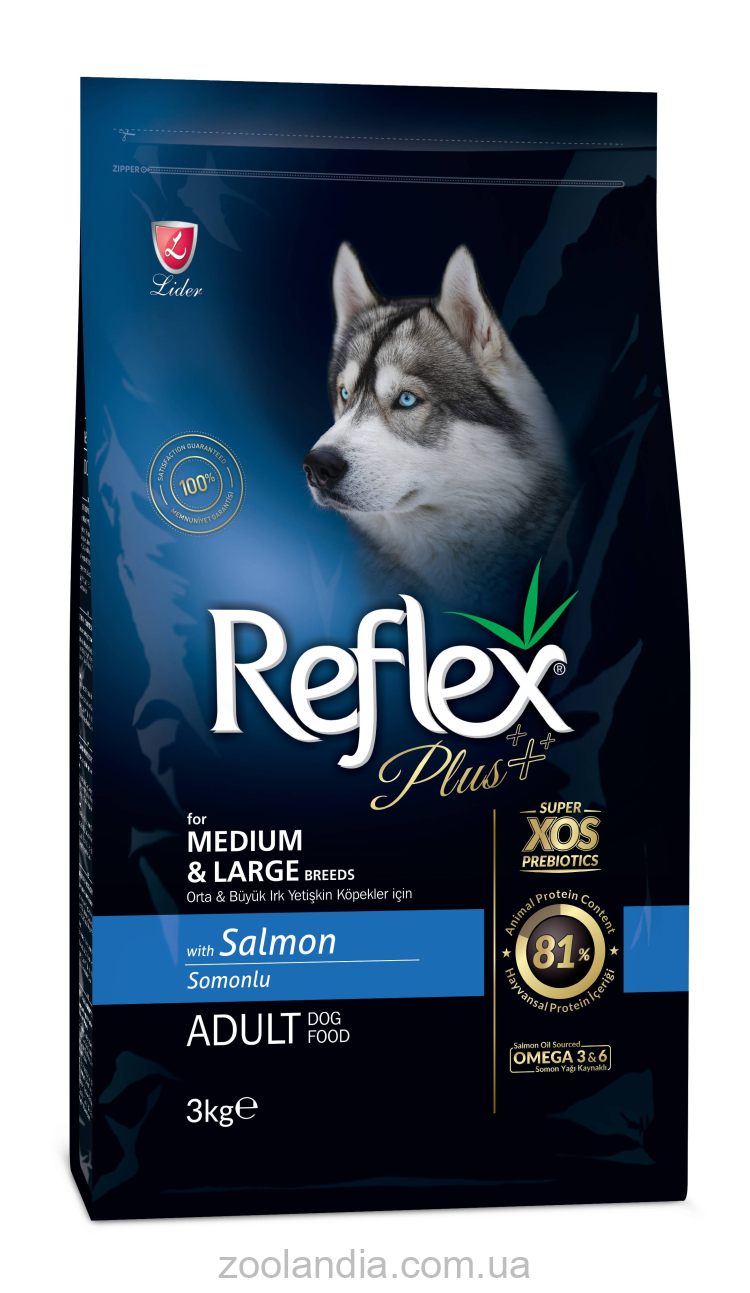 Reflex Plus (Рефлекс Плюс) Medium & Large Adult Salmon - Сухой корм для собак средних и крупных пород (лосось)