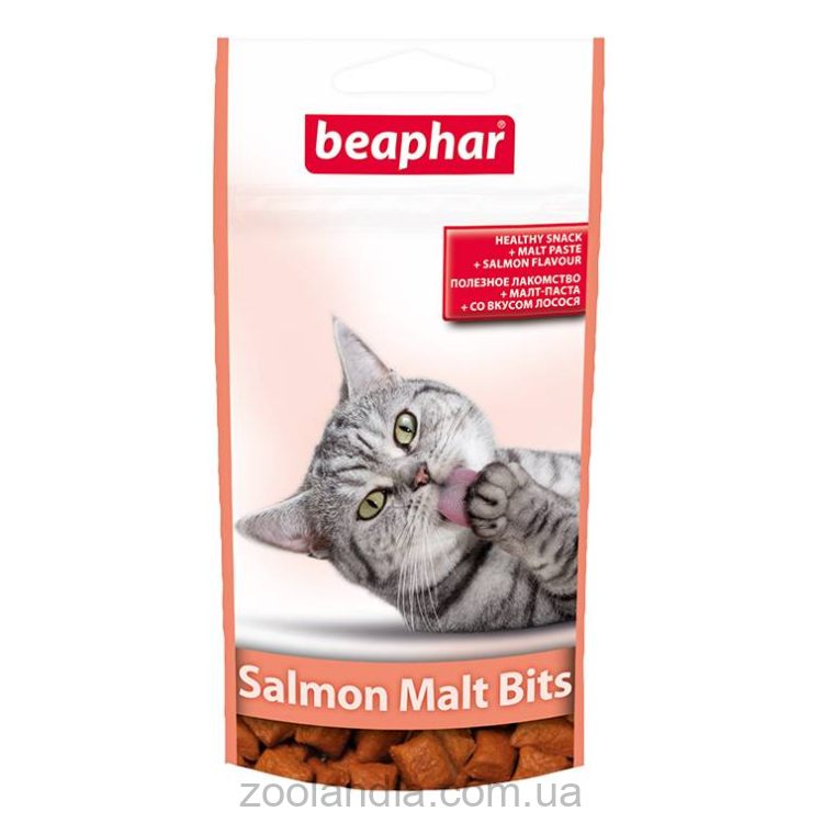 Beaphar (Беафар) Salmon Malt Bits Подушечки с Мальт-пастой для выведения шерсти у кошек