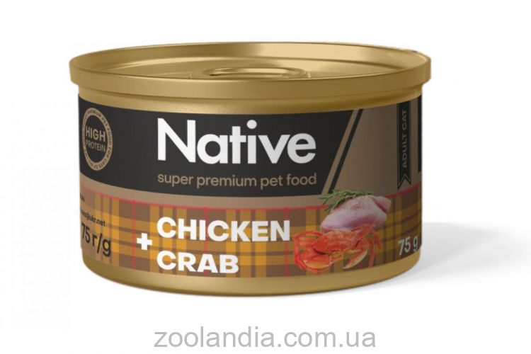 Native ( Нейтив)  Chicken with Crab Adult Cat - Консервный корм для котов с курицей и крабом