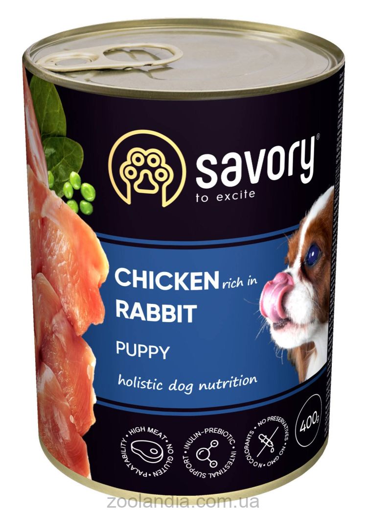 Savory (Cейвори) Chicken Rabbit Puppy - Консервированный корм для щенков (кролик/курица)