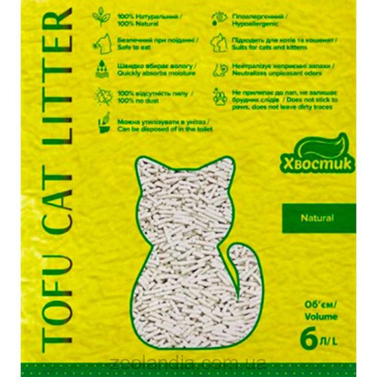 Хвостик Тофу Классик - Соевый наполнитель без аромата для кошачьего туалета