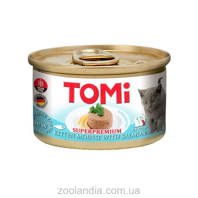 Tomi (Томи) Kitten with Salmon – Влажный корм для котят (лосось),мусс