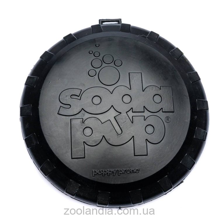 SodaPup (Сода Пап) Bottle Top Flyer Small – Игрушка Фрисби из каучука для собак и щенков, черная