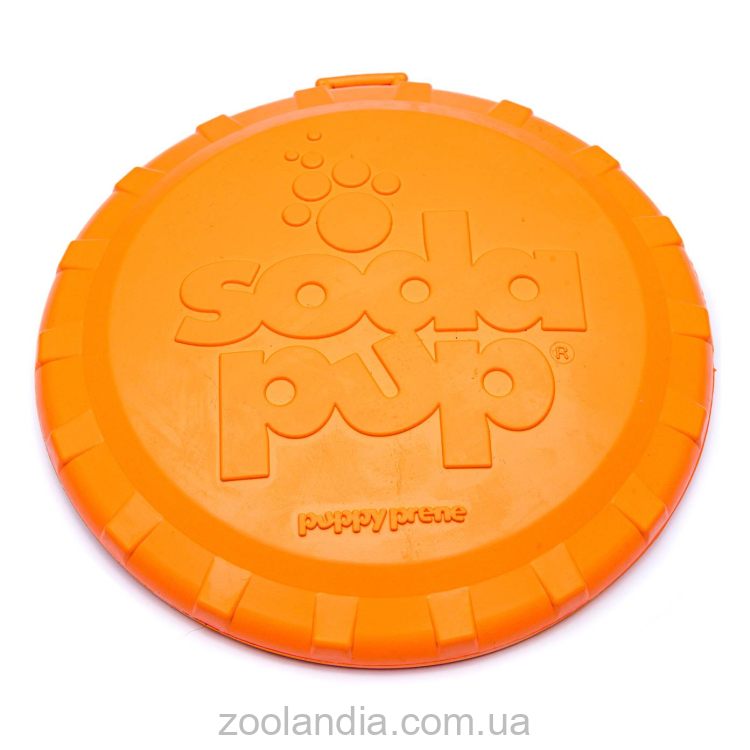 SodaPup (Сода Пап) Bottle Top Flyer Small – Игрушка Фрисби из каучука для собак и щенков, оранжевая