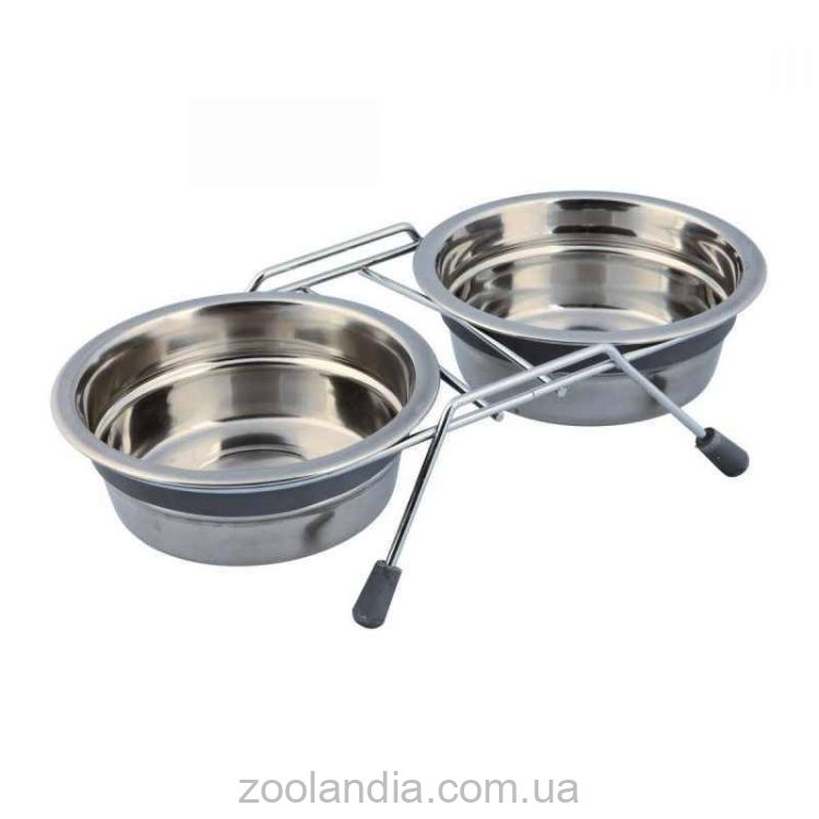 Trixie (Трикси) - Миска двойная на подставке с силиконовыми шумопоглощающими кольцами