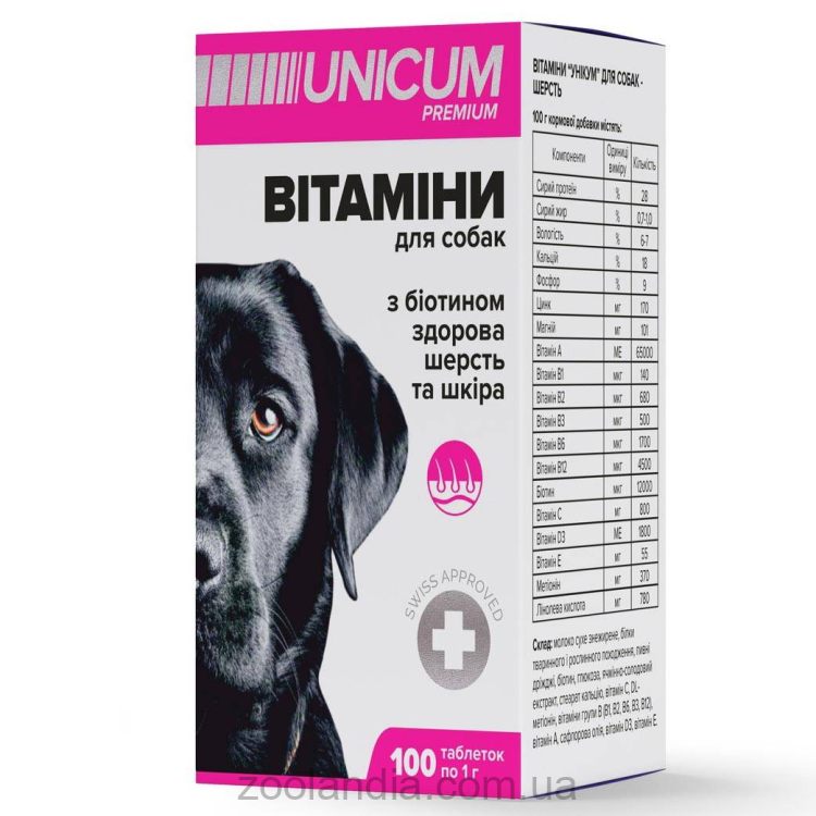 Unicum (Уникум) Premium - Витамины для собак здоровая шерсть и кожа