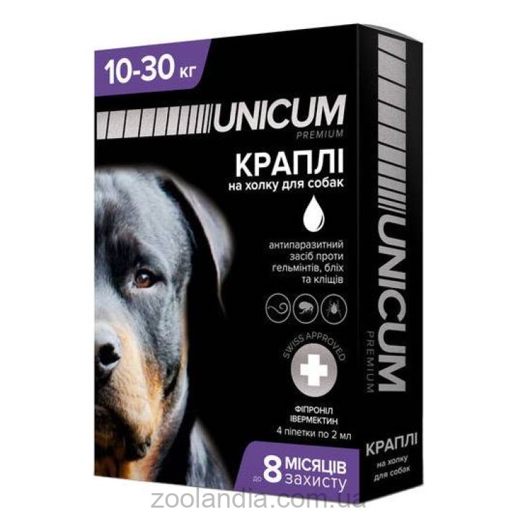 Unicum (Уникум) Complex - Капли на холку от блох, клещей и гельминтов для собак 10-30 кг