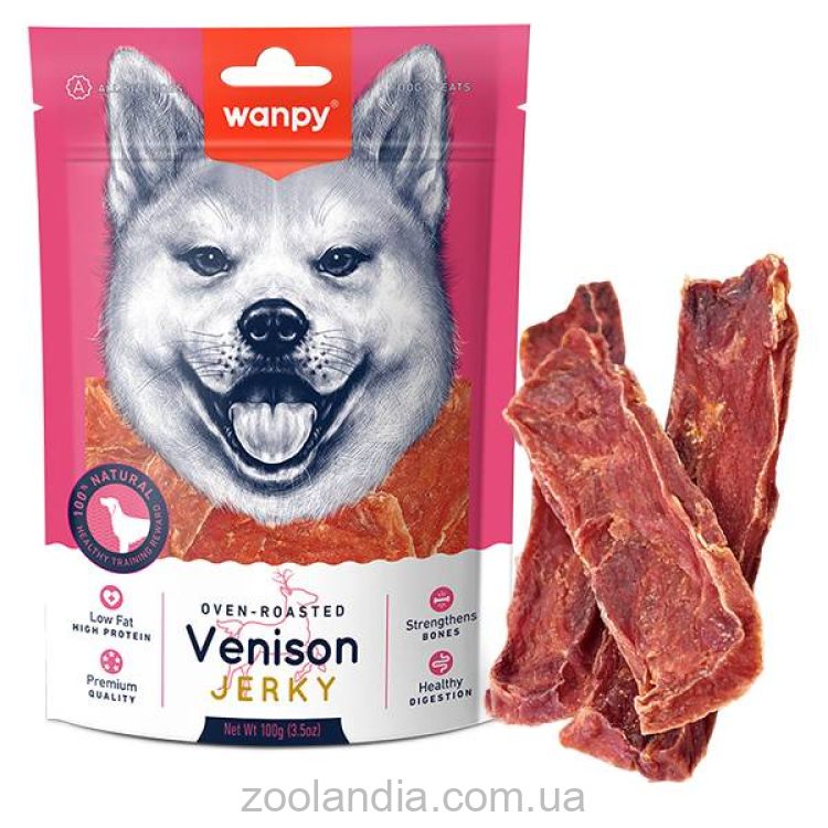 Wanpy (Ванпи) Jerky Слайсы Вяленая оленина с уткой - лакомство для собак