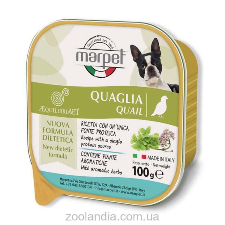 Marpet (Марпет) Aequilibriavet - Консервированный корм-мусс для собак (перепелка)