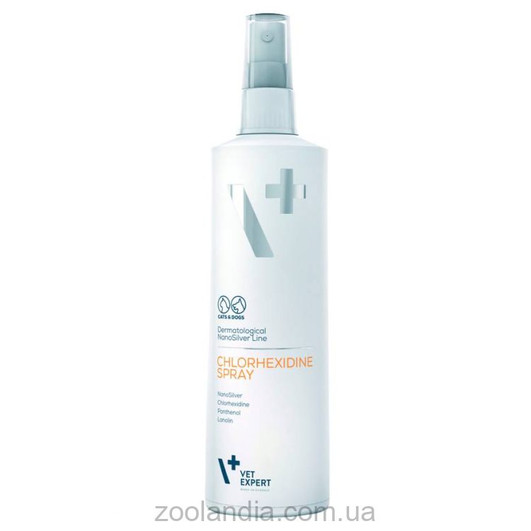 VetExpert (ВетЭксперт) NanoSilver Chlorhexidine - Антибактериальный спрей с наносеребром и хлоргексидином для кошек и собак