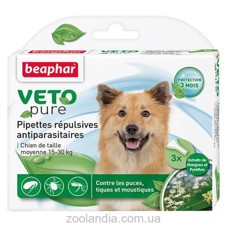 Beaphar (Беафар) Veto  pure БиоКапли от паразитов для собак средних пород