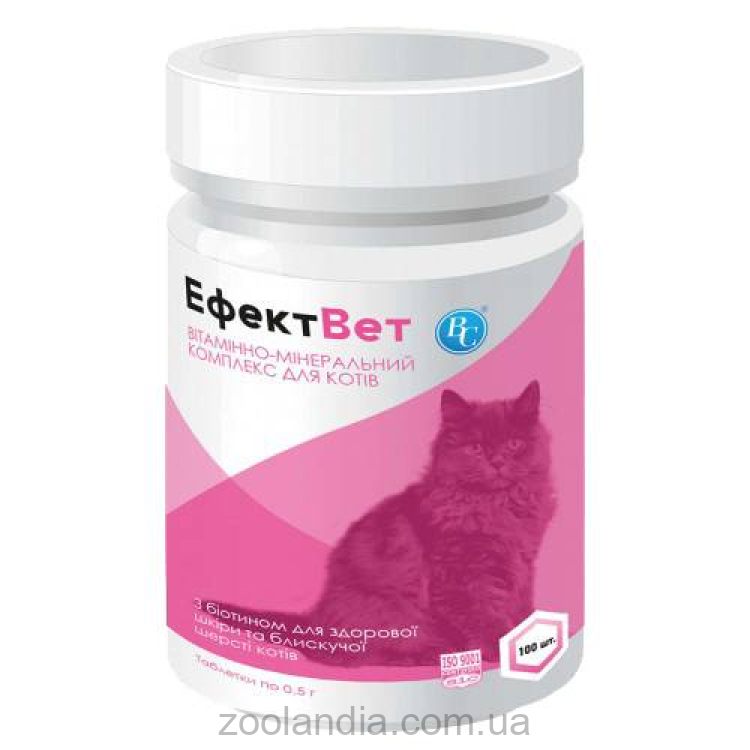 Ветсинтез (Ветсинтез) ЭффектВет - Витаминно минеральный комплекс с биотином для здоровой кожи и блестящей шерсти котов