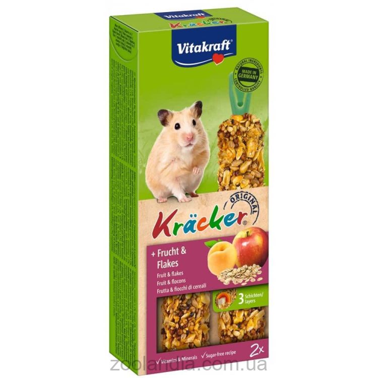 Vitakraft (Витакрафт) «Kracker Original + Frucht & Flakes» - Ласощі для хом'яків (фрукти та пластівці)