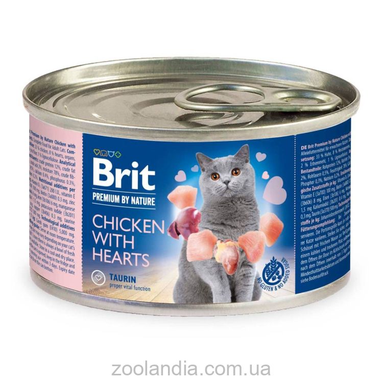 Brit Premium (Брит Премиум) by Nature Chicken with Hearts - Влажный корм с курицей и сердцем для взрослых котов